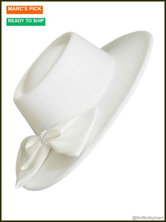 Wool Felt Fedora Hat with Large Satin Bow